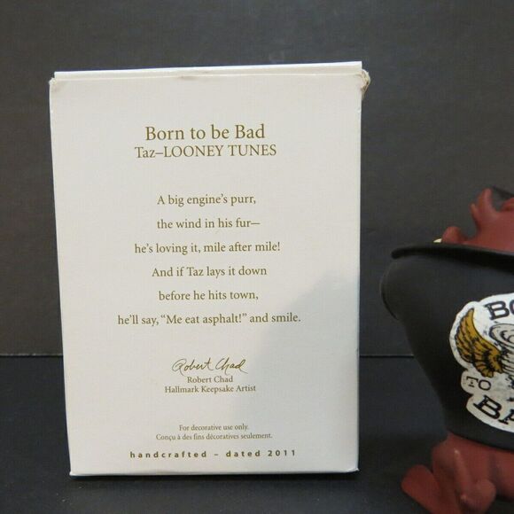 Taz Born to the Bad Christmas Ornament Biker Motorcycle Looney Tunes Hallmark - Picture 3 of 3